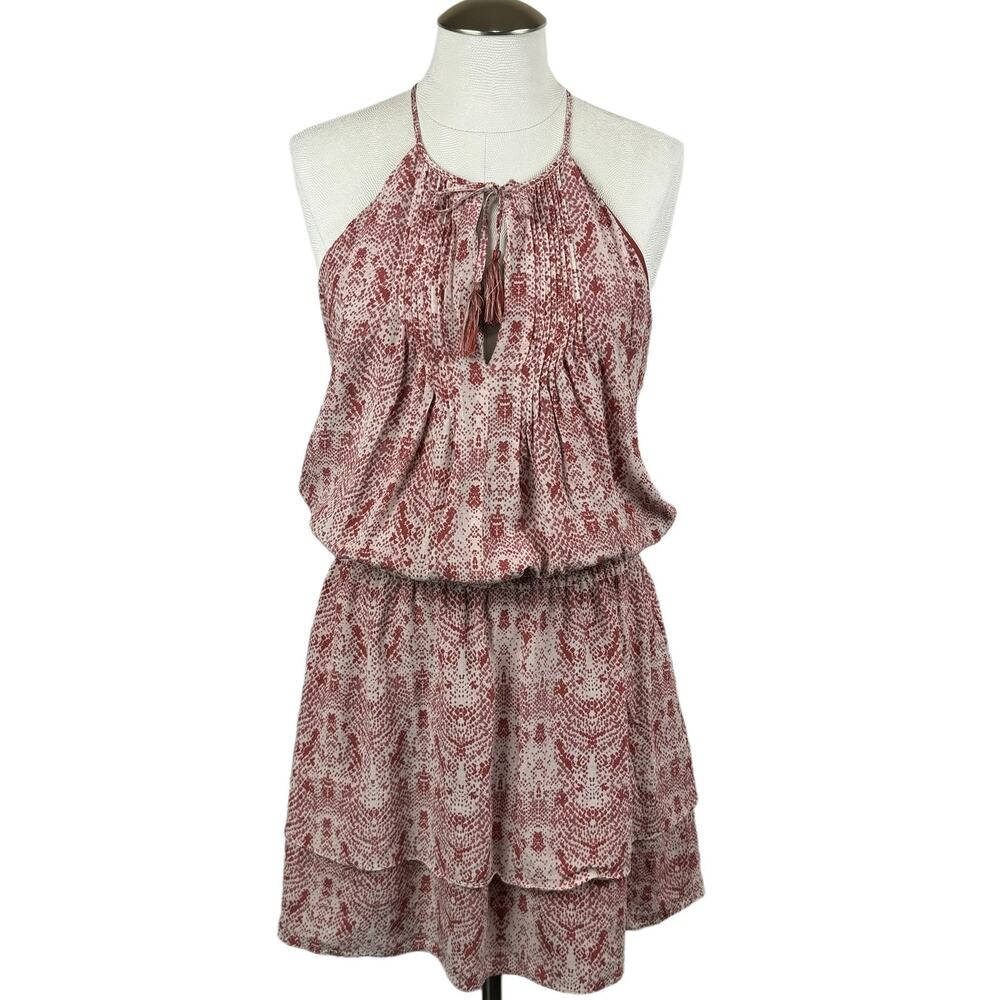 Women's Joie Terracotta Pink Jossa Snake Print Elastic Waist Silk Mini Dress M‎